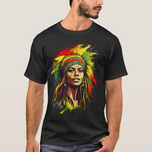 A Colorful Design Of A majestic African Woman  T_Shirt