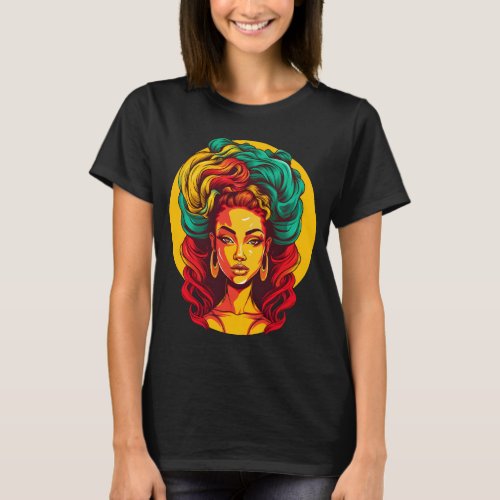 A Colorful Design Of A Majestic African Woman To C T_Shirt