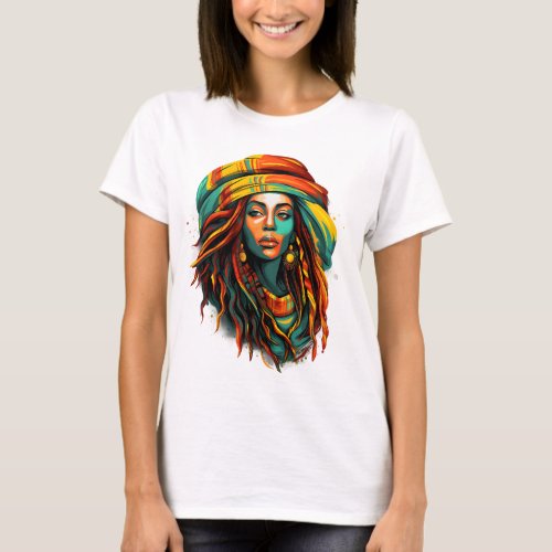 A Colorful Design Of A Majestic African Woman To C T_Shirt