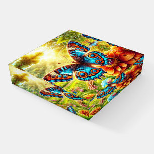 A Colorful Digital Painting of a Butterfly Paperweight