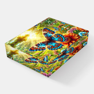 A Colorful Digital Painting of a Butterfly Paperweight