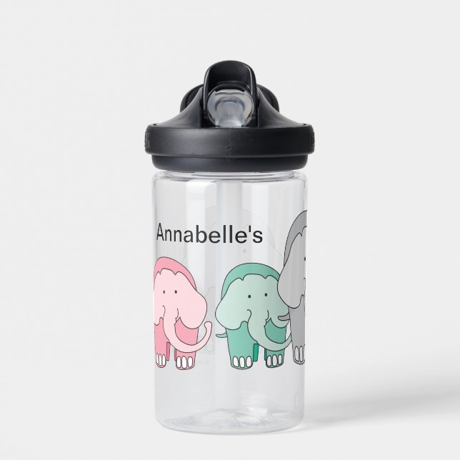 A Colorful Family of Elephants Water Bottle (Front)