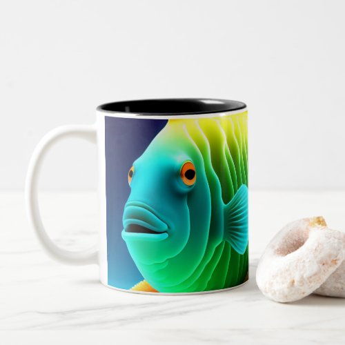 A colorful fish and corals Two_Tone coffee mug