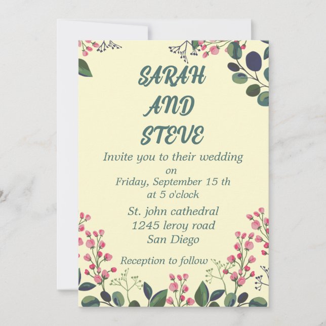 A colorful floral  invitation (Front)