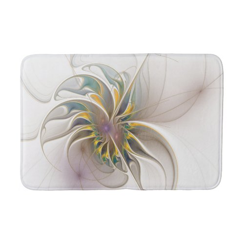 A colorful fractal ornament Abstract Flower art Bath Mat