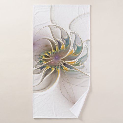 A colorful fractal ornament Abstract Flower art Bath Towel