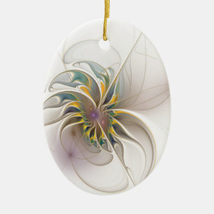 A colorful fractal ornament. Abstract Flower art Ceramic Ornament