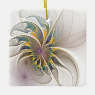 A colorful fractal ornament. Abstract Flower art Ceramic Ornament