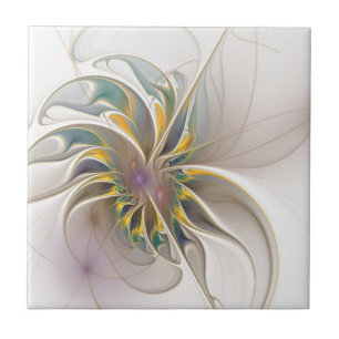 A colorful fractal ornament. Abstract Flower art Ceramic Tile