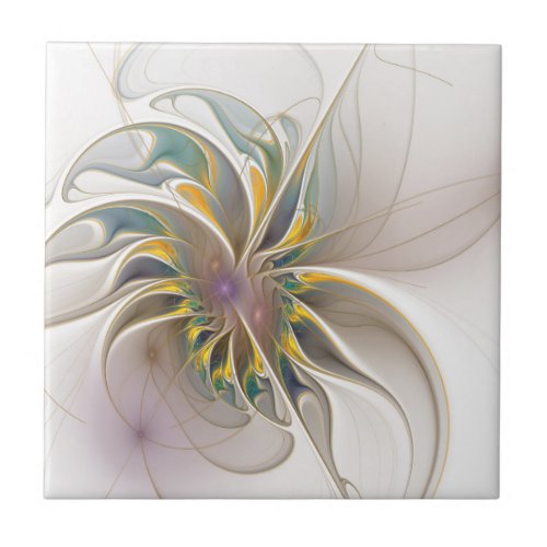 A colorful fractal ornament Abstract Flower art Ceramic Tile