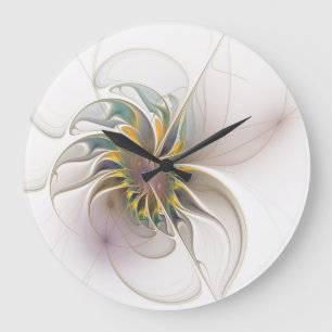 A colorful fractal ornament. Abstract Flower art Large Clock