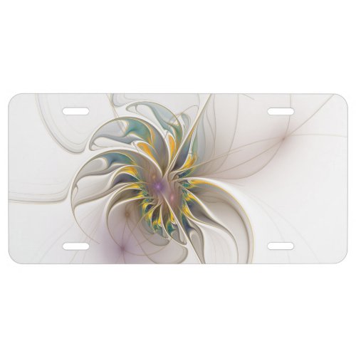 A colorful fractal ornament Abstract Flower art License Plate