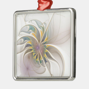A colorful fractal ornament. Abstract Flower art Metal Ornament