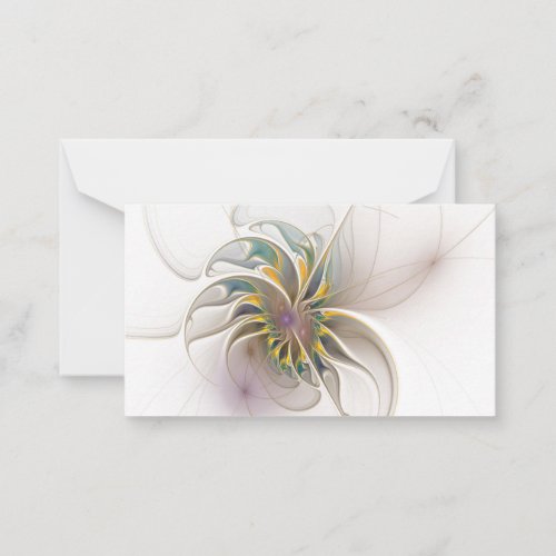 A colorful fractal ornament Abstract Flower art Note Card