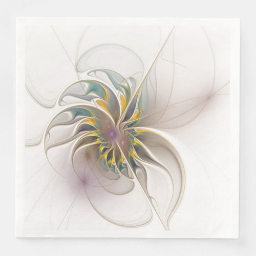 A colorful fractal ornament Abstract Flower art Paper Dinner Napkins