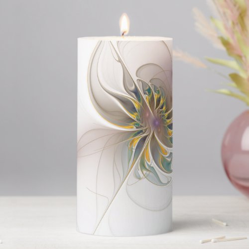A colorful fractal ornament Abstract Flower art Pillar Candle