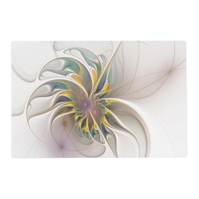 A colorful fractal ornament. Abstract Flower art Placemat (Front)