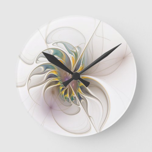 A colorful fractal ornament Abstract Flower art Round Clock