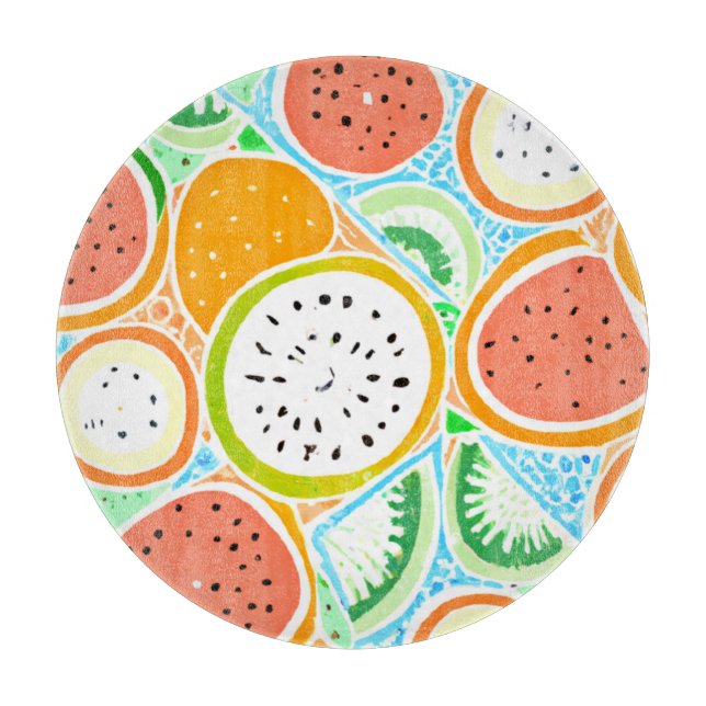 A Colorful Fruity Fun Patterns Art     Cutting Board (Front)
