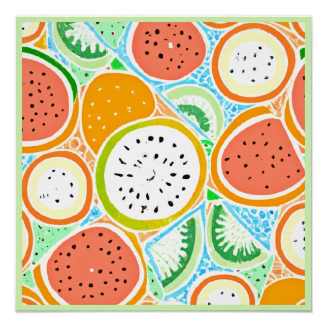 A Colorful Fruity Fun Patterns Art     Poster (Front)