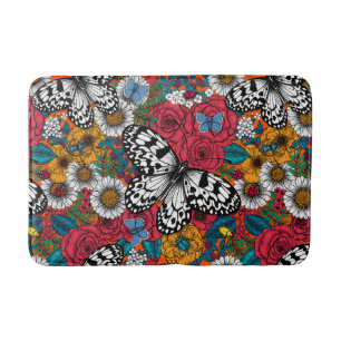 A colorful garden bath mat