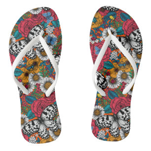 A colorful garden flip flops