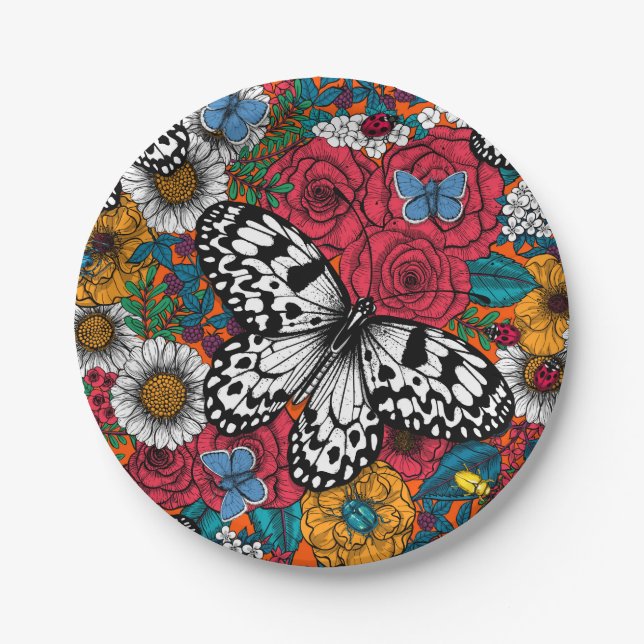 A colorful garden paper plates (Front)