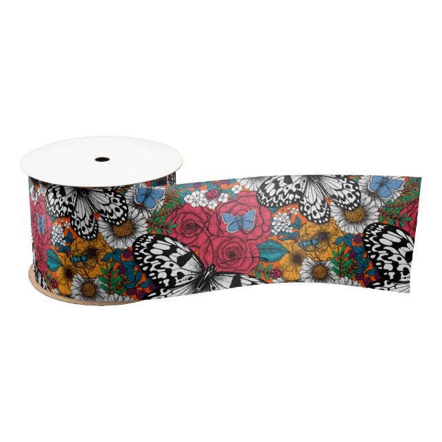 A colorful garden satin ribbon (Spool)