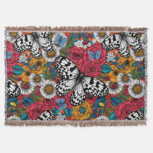 A colorful garden throw blanket