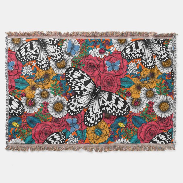 A colorful garden throw blanket (Front)