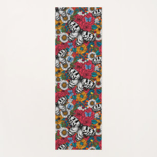A colorful garden yoga mat