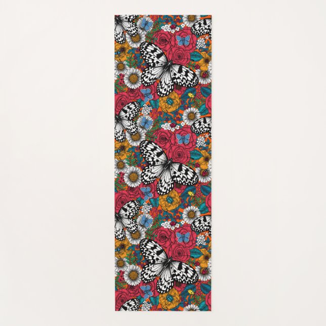A colorful garden yoga mat (Front)