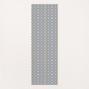 A colorful geometric pattern features repeating  yoga mat