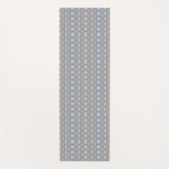 A colorful geometric pattern features repeating  yoga mat (Front)