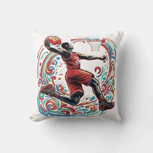 A Colorful Homage to Basketball Throw Pillow