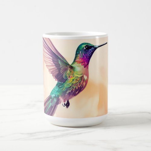 A colorful hummingbird  coffee mug