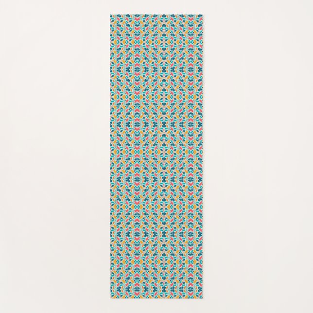 A colorful, intricate pattern of small abstract  yoga mat (Front)