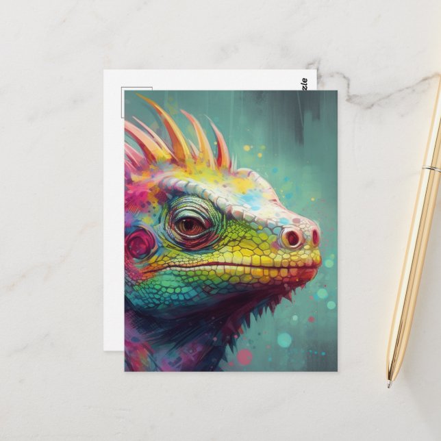A Colorful Lizard Postcard (Front/Back In Situ)