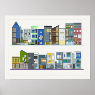 A Colorful Modern Contemporary Design Row Houses Poster