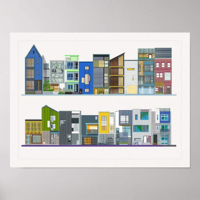 A Colorful Modern Contemporary Design Row Houses Poster (Front)