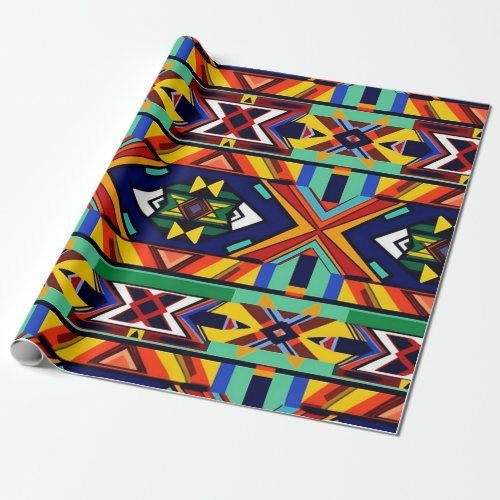 A colorful Ndabele style South african Pattern Wrapping Paper