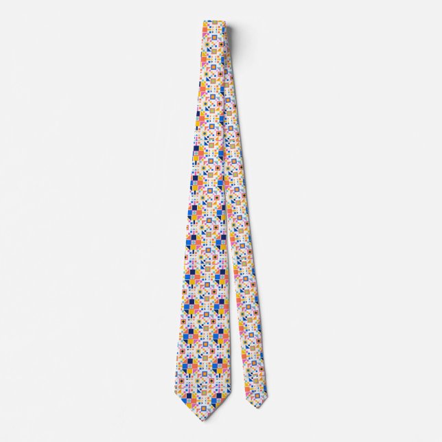 A colorful necktie displaying a geometric pattern (Front)