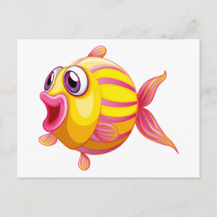 A colorful pouty fish postcard