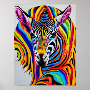 A colorful rainbow zebra poster