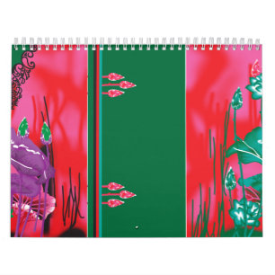 A colorful scarf featuring red and green hues,  em calendar