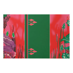 A colorful scarf featuring red and green hues, em wood wall art