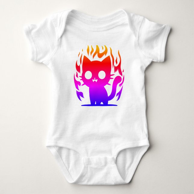 a colorful silhouette cat meme baby bodysuit (Front)
