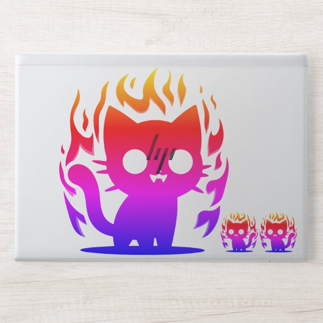 a colorful silhouette cat meme HP laptop skin (Front)