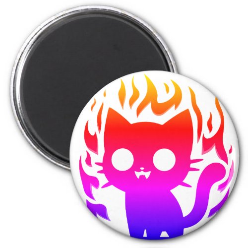 a colorful silhouette cat meme magnet