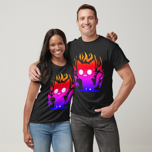 a colorful silhouette cat meme T-Shirt (Unisex)
